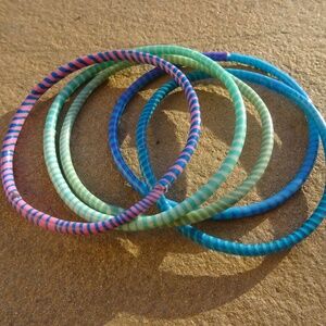 Mali West African Upcycled Flip Flop Colorful Stacking Bangle Bracelets Set of 5